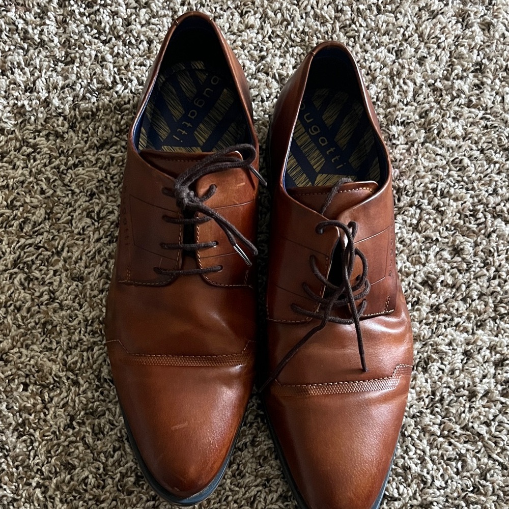 Bugatti Men's Cognac Brown Leather Lace-Up Oxfords